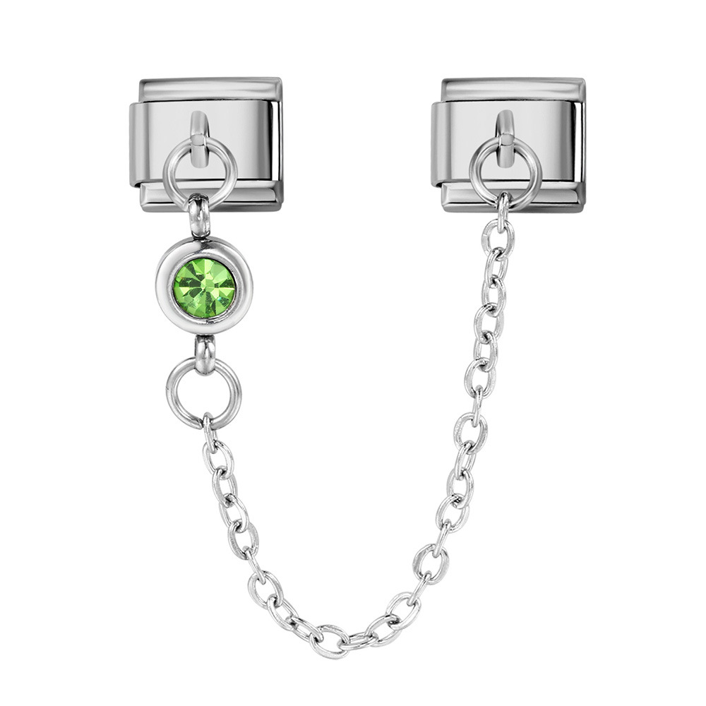Double-hook 12 Birthstone Italian Modular Bracelet Creative DIY Elastic Spliced Titanium Steel Watch Strap Chain