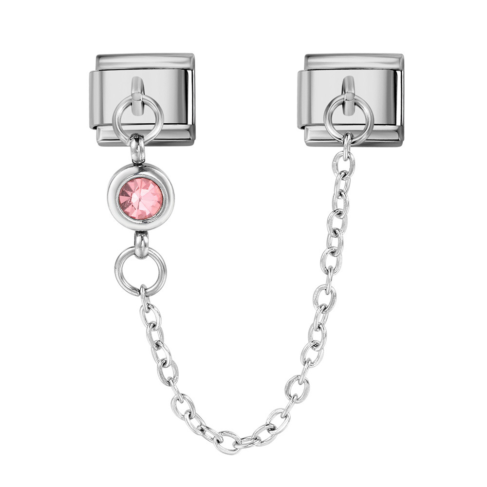 Double-hook 12 Birthstone Italian Modular Bracelet Creative DIY Elastic Spliced Titanium Steel Watch Strap Chain
