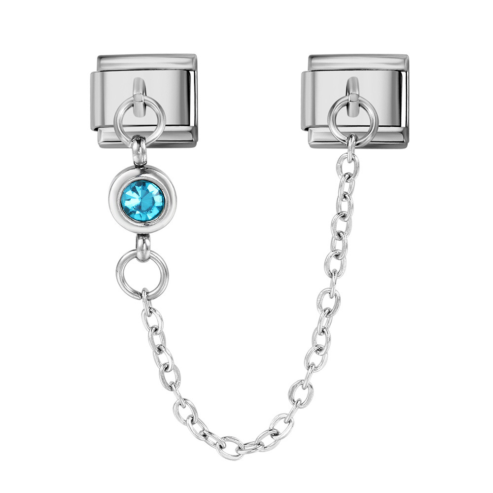 Double-hook 12 Birthstone Italian Modular Bracelet Creative DIY Elastic Spliced Titanium Steel Watch Strap Chain