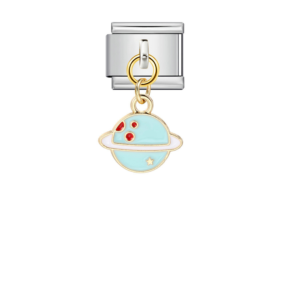 New cute pendant Italian modular bracelet with titanium steel hook, DIY oil-dripping elastic free splicing watch strap chain