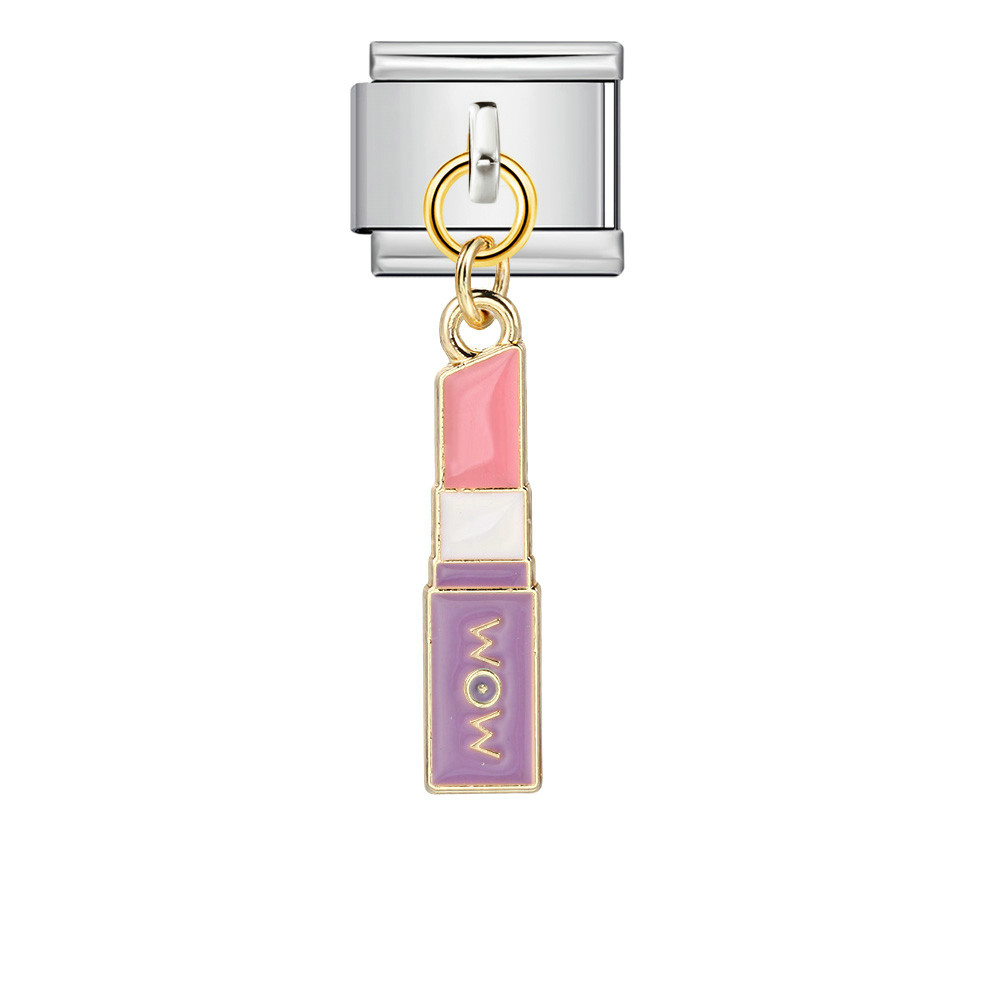 New cute pendant Italian modular bracelet with titanium steel hook, DIY oil-dripping elastic free splicing watch strap chain