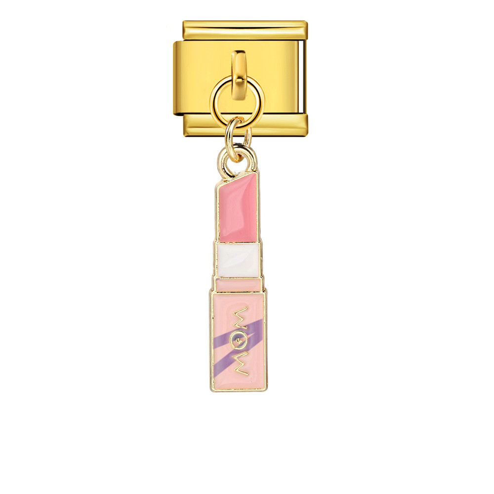 New cute pendant Italian modular bracelet with titanium steel hook, DIY oil-dripping elastic free splicing watch strap chain