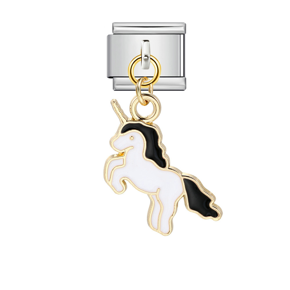 New cute pendant Italian modular bracelet with titanium steel hook, DIY oil-dripping elastic free splicing watch strap chain