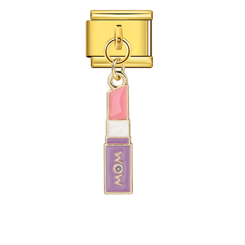 New cute pendant Italian modular bracelet with titanium steel hook, DIY oil-dripping elastic free splicing watch strap chain