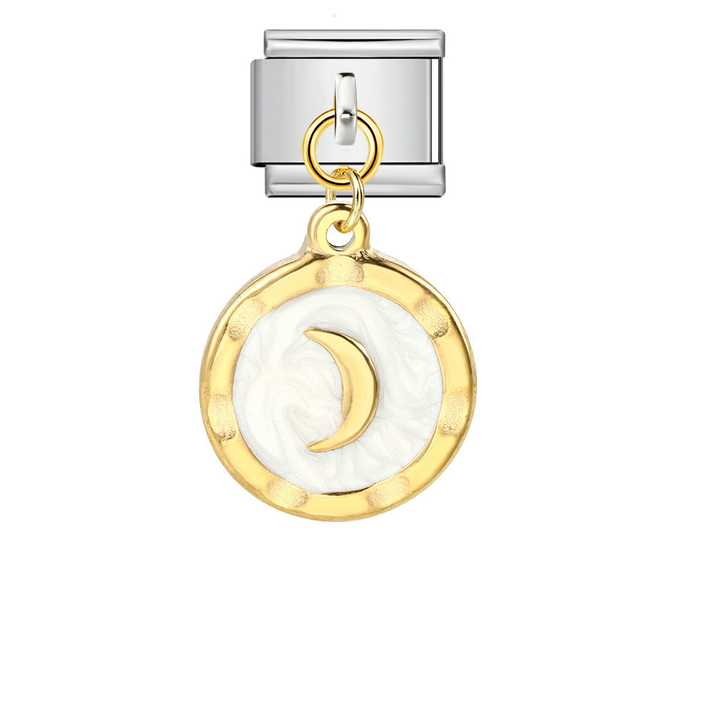 Gold and silver base round pendant Italian modular bracelet titanium steel drip hook fashion DIY versatile bangle