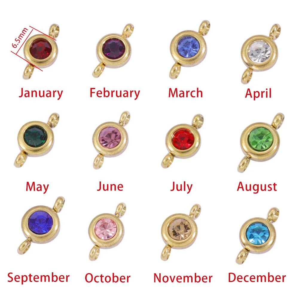 Cross-border best-selling 12 birthstone Italian modular bracelet with gold hook pendant, DIY elastic stainless steel bangle