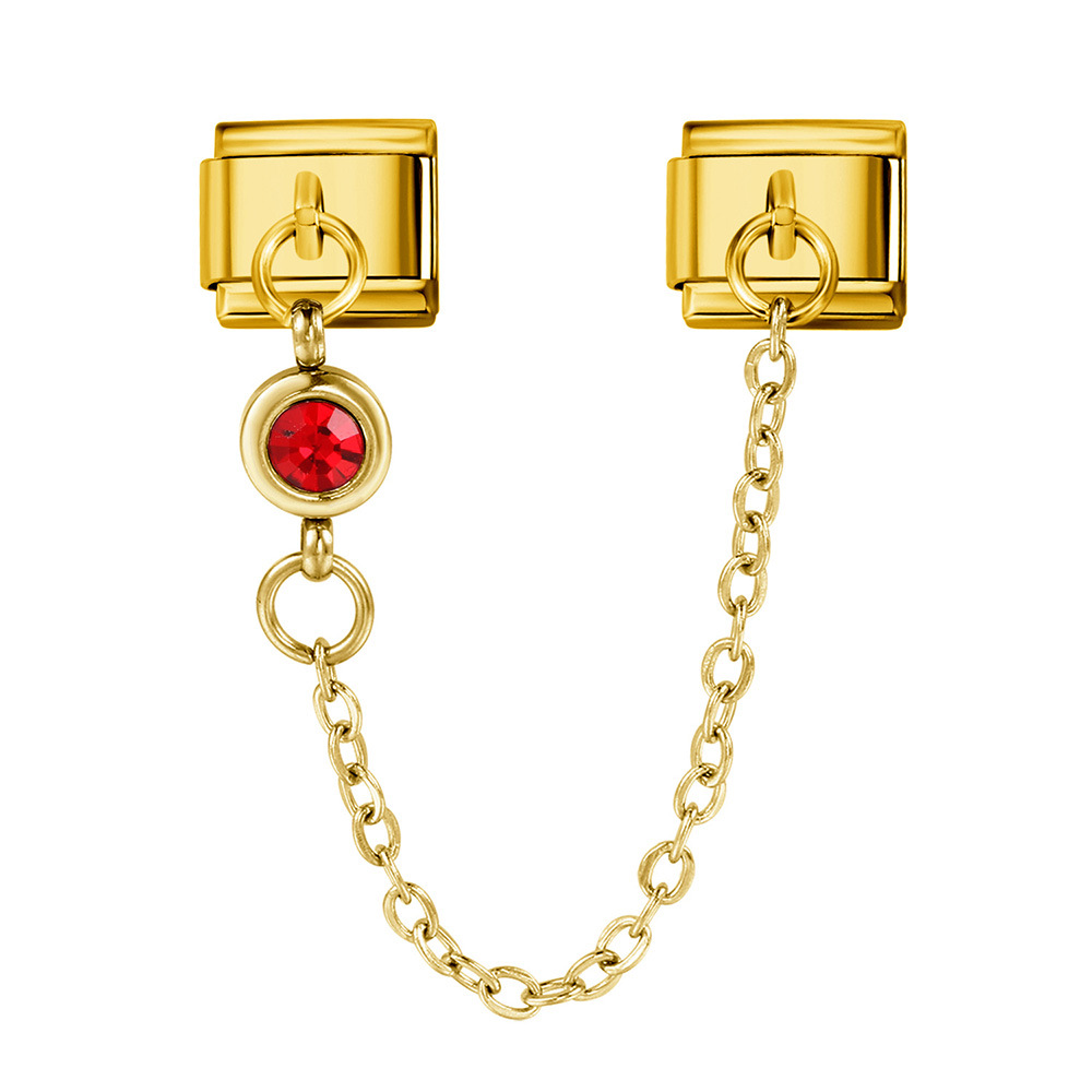Cross-border best-selling 12 birthstone Italian modular bracelet with gold hook pendant, DIY elastic stainless steel bangle