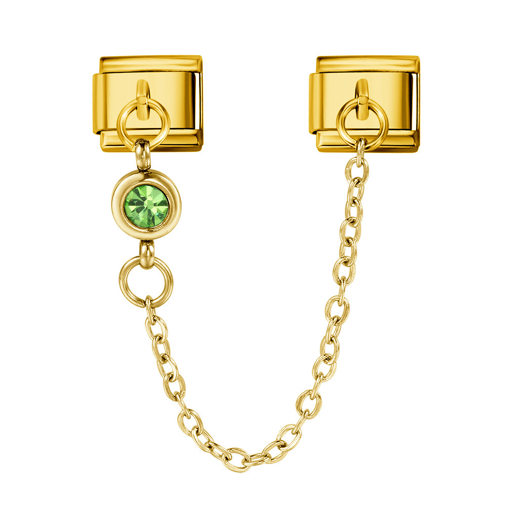 Cross-border best-selling 12 birthstone Italian modular bracelet with gold hook pendant, DIY elastic stainless steel bangle