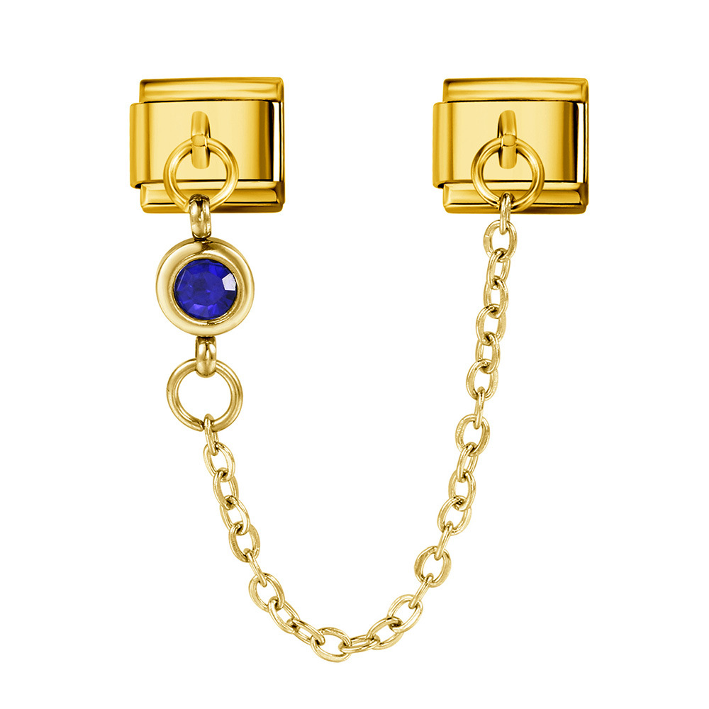 Cross-border best-selling 12 birthstone Italian modular bracelet with gold hook pendant, DIY elastic stainless steel bangle