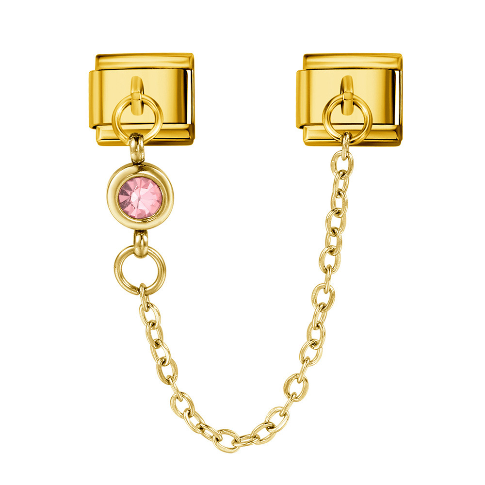 Cross-border best-selling 12 birthstone Italian modular bracelet with gold hook pendant, DIY elastic stainless steel bangle