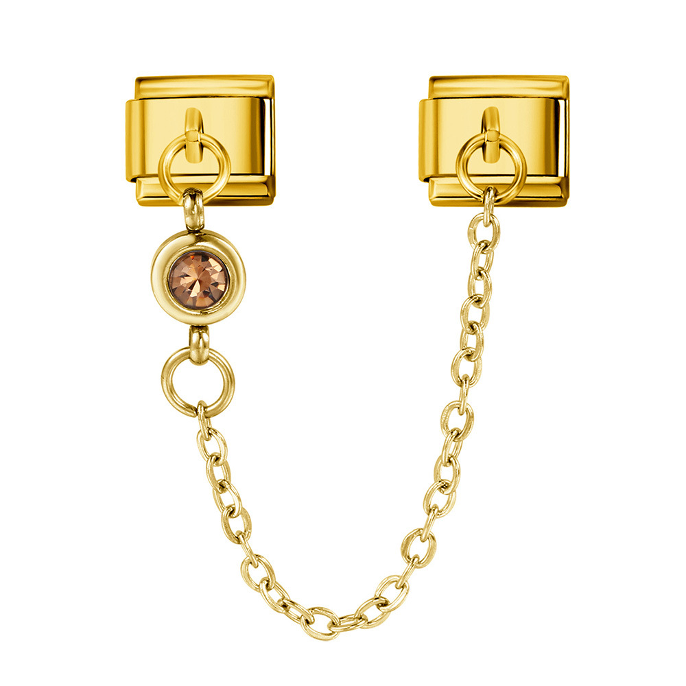 Cross-border best-selling 12 birthstone Italian modular bracelet with gold hook pendant, DIY elastic stainless steel bangle