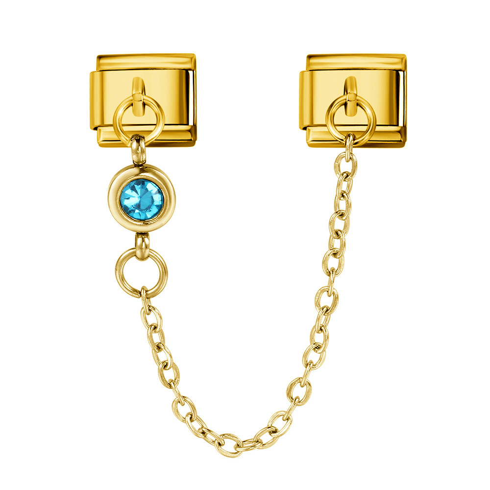 Cross-border best-selling 12 birthstone Italian modular bracelet with gold hook pendant, DIY elastic stainless steel bangle