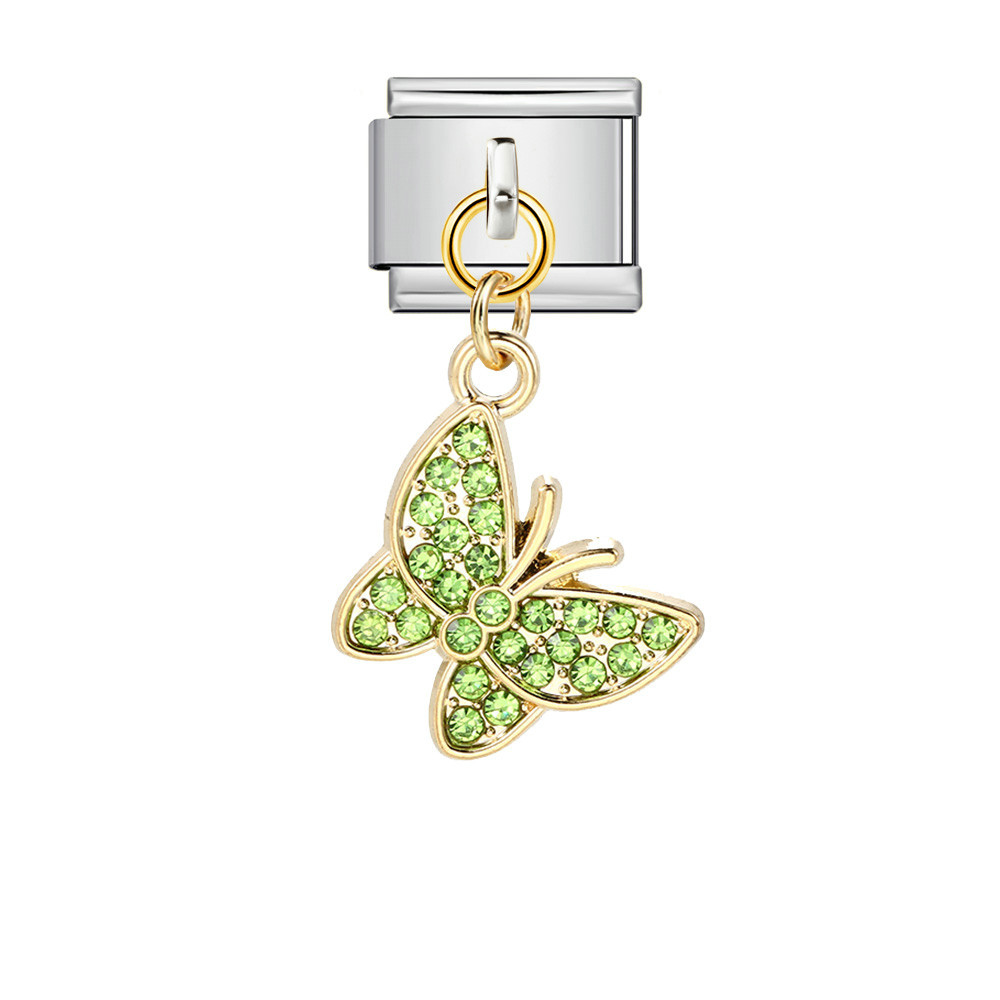 Fashionable diamond butterfly pendant Italian modular bracelet with gold and silver base and elastic splicing DIY titanium steel watch strap chain