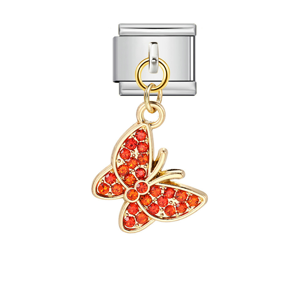 Fashionable diamond butterfly pendant Italian modular bracelet with gold and silver base and elastic splicing DIY titanium steel watch strap chain
