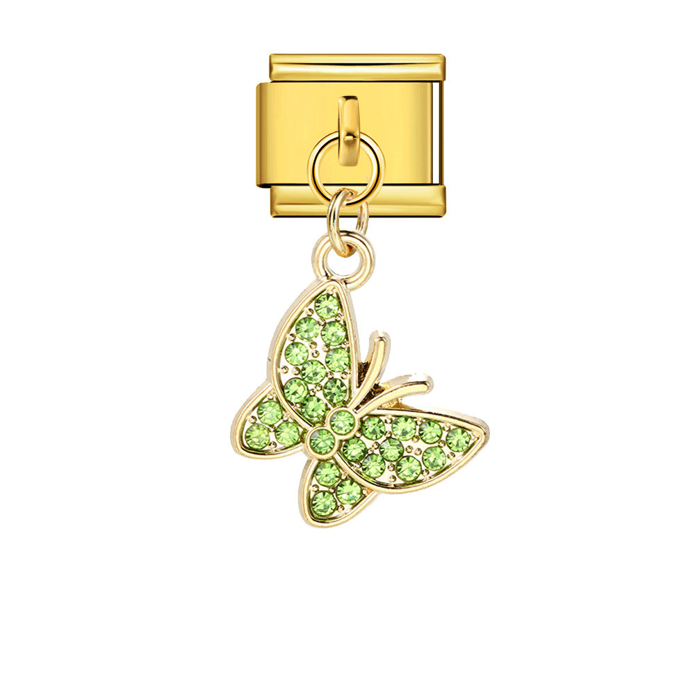 Fashionable diamond butterfly pendant Italian modular bracelet with gold and silver base and elastic splicing DIY titanium steel watch strap chain