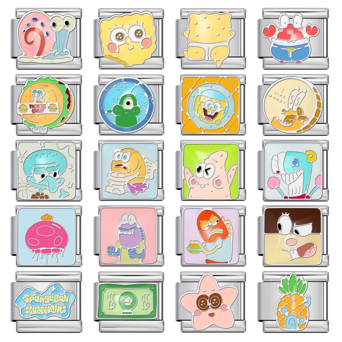 Cute Cartoon Character Series Titanium Steel Welded Oil Drip DIY Bracelet, Italian Modular Bracelet Accessories Wholesale