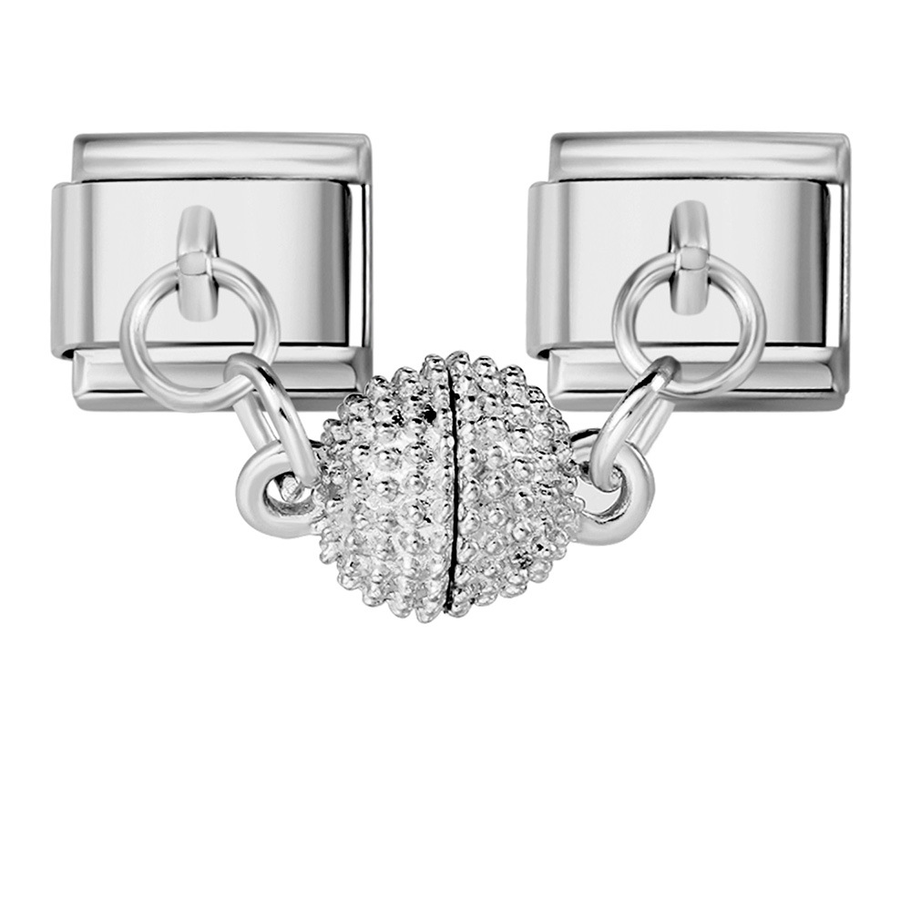 Magnetic Heart-Shaped Double Pendant Bracelet Accessories, Titanium Steel DIY Customizable Italian Modular Bracelet
