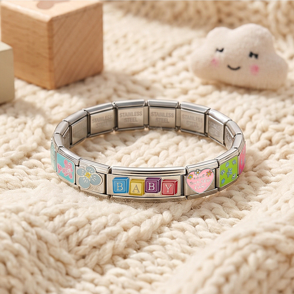 New long titanium steel welded Italian modular bracelet with gold-plated oil-splicing DIY splicing watch strap chain wholesale