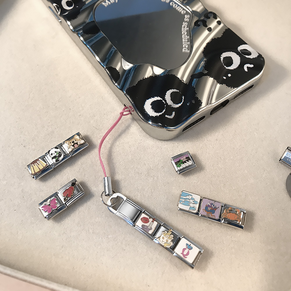 New colorful mobile phone strap with lobster buckle modular design, DIY keychain pendant, stainless steel watch strap chain