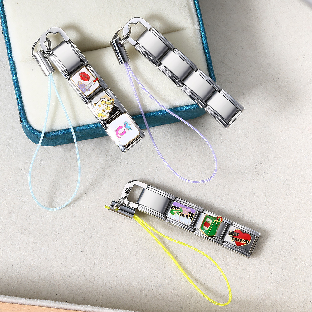 New colorful mobile phone strap with lobster buckle modular design, DIY keychain pendant, stainless steel watch strap chain