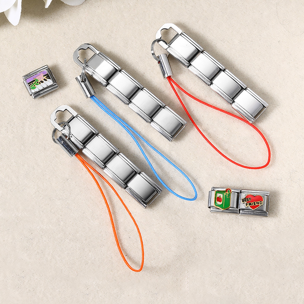 New colorful mobile phone strap with lobster buckle modular design, DIY keychain pendant, stainless steel watch strap chain