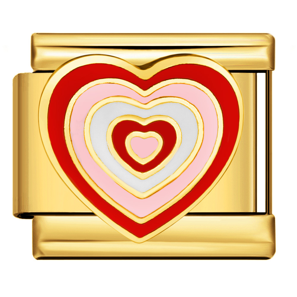 Wholesale of all-gold heart-shaped Italian modular bracelet, titanium steel welded and oil-dripping DIY elastic splicing watch strap chain.