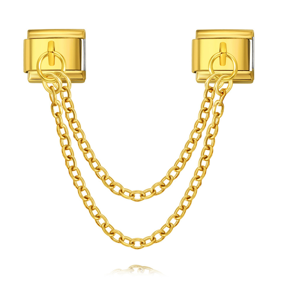New trendy gold and silver double chain modular bracelet, titanium steel splicing bracelet, DIY jewelry accessory.