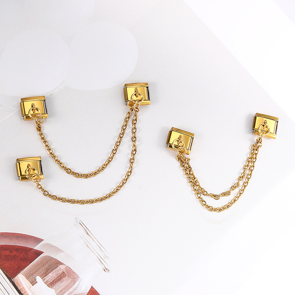 New trendy gold and silver double chain modular bracelet, titanium steel splicing bracelet, DIY jewelry accessory.