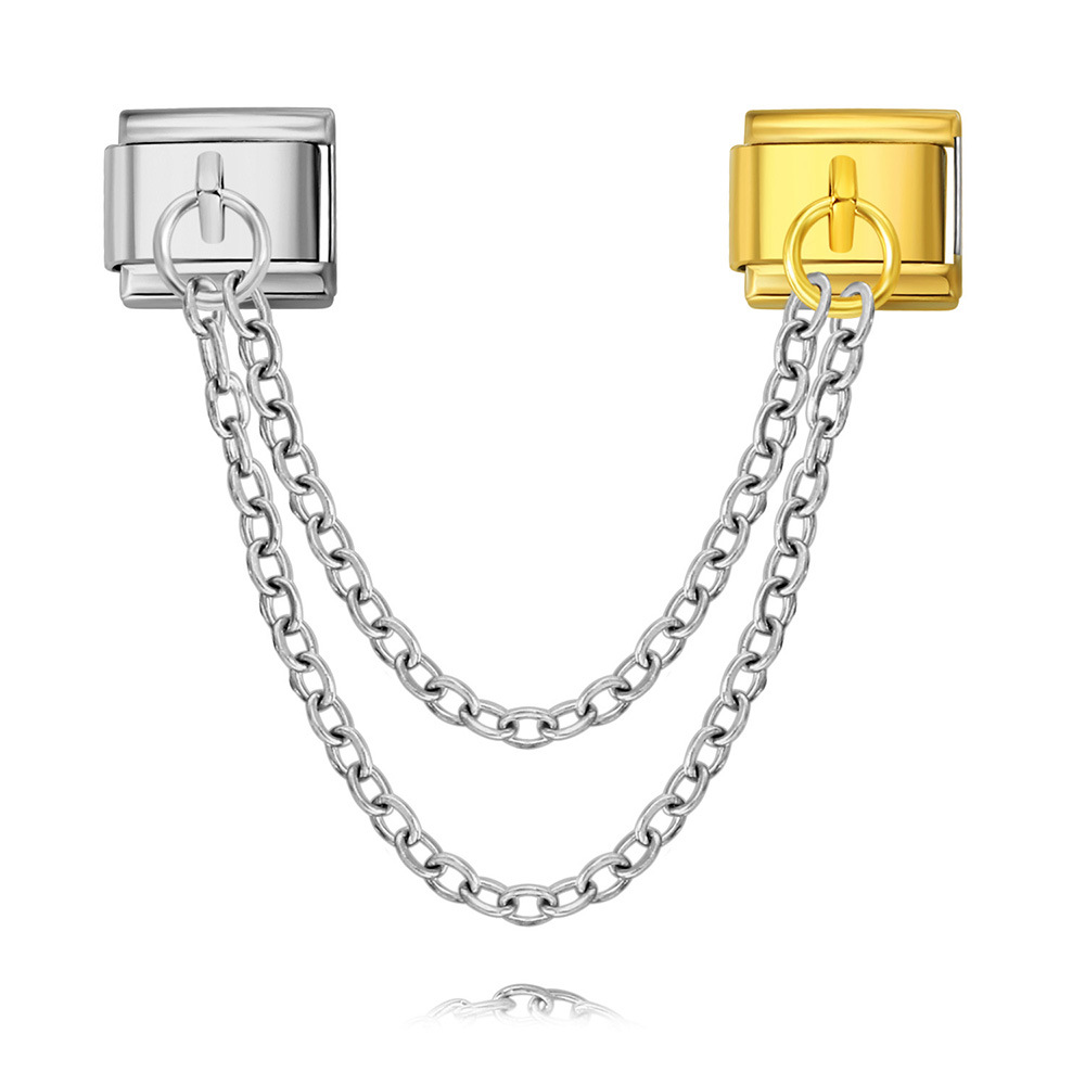 New trendy gold and silver double chain modular bracelet, titanium steel splicing bracelet, DIY jewelry accessory.