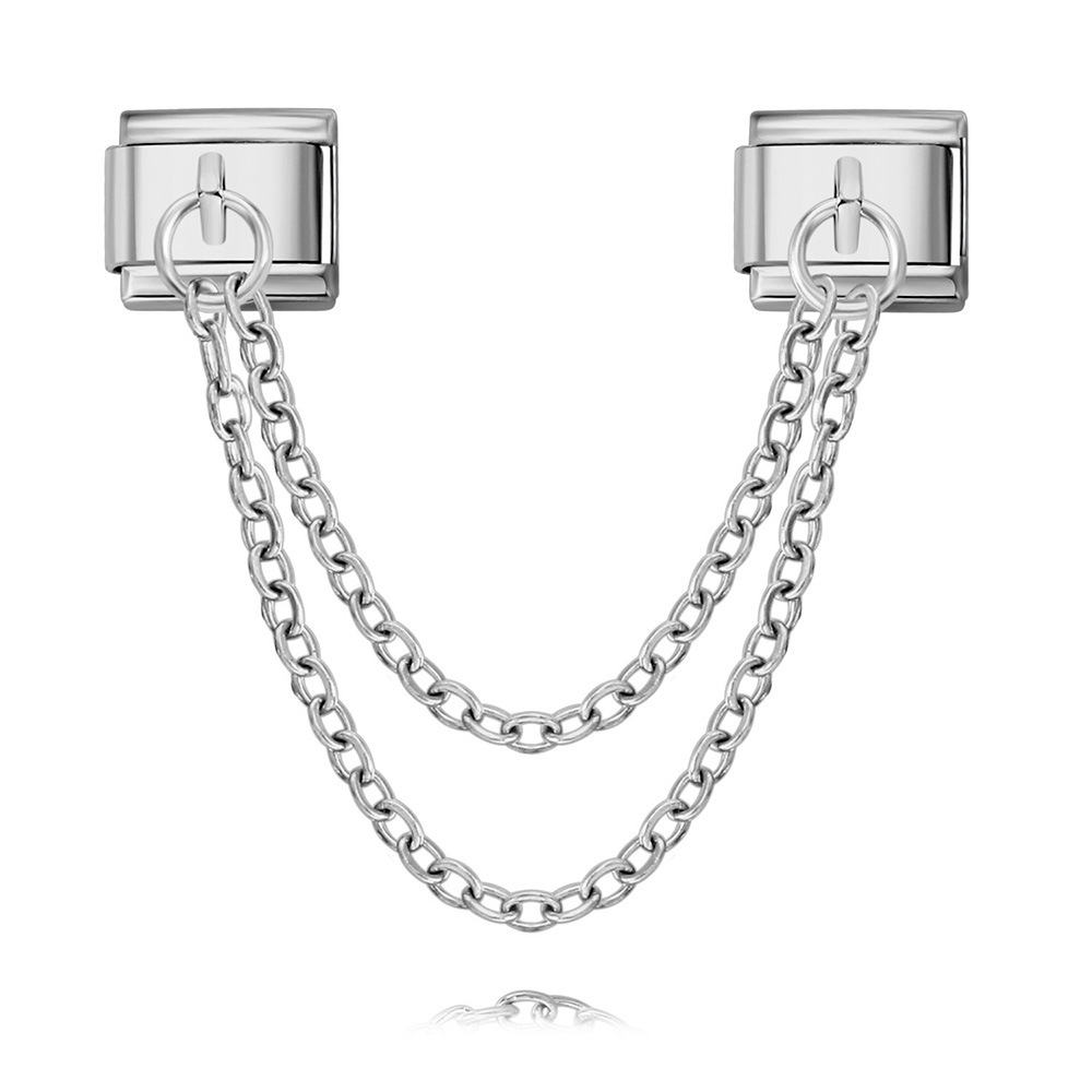 New trendy gold and silver double chain modular bracelet, titanium steel splicing bracelet, DIY jewelry accessory.