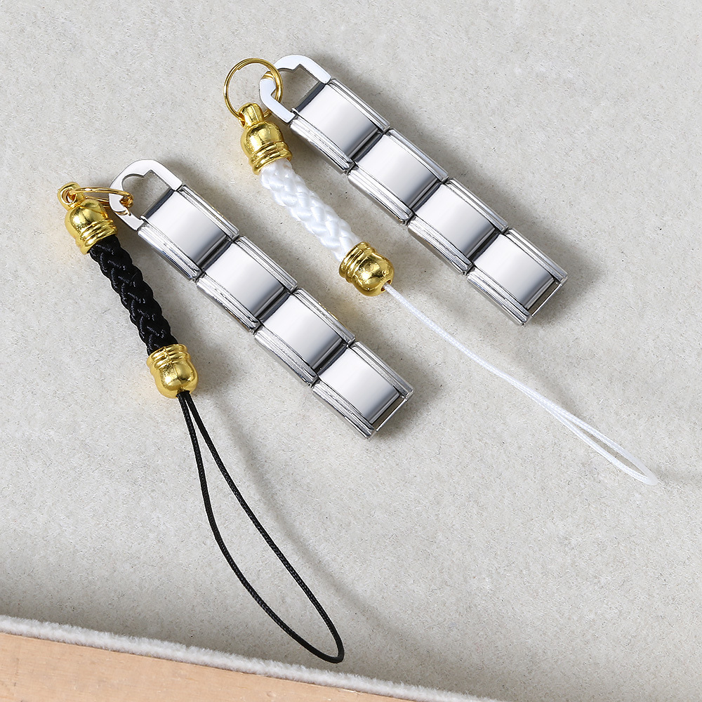 Fashionable colorful mobile phone strap modular bracelet DIY keychain gold-plated pendant stainless steel jewelry