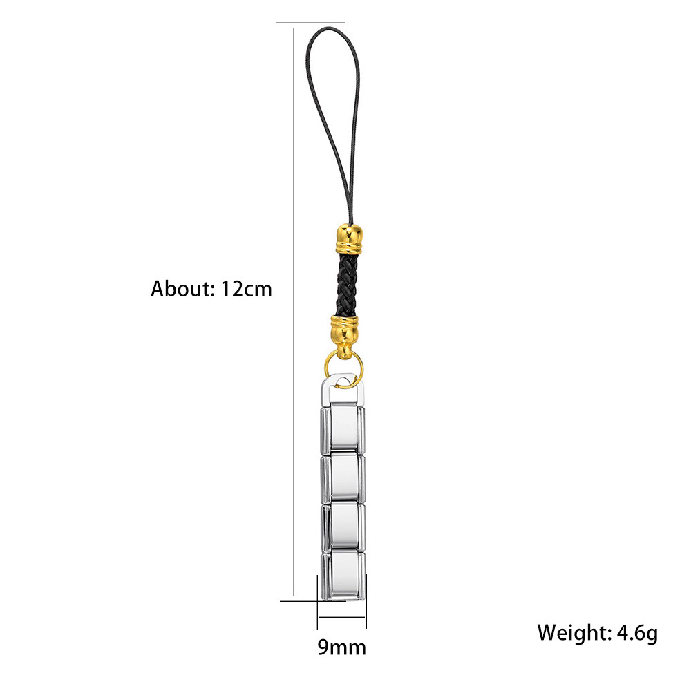 Fashionable colorful mobile phone strap modular bracelet DIY keychain gold-plated pendant stainless steel jewelry