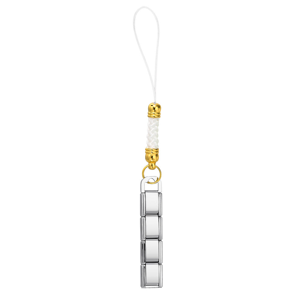 Fashionable colorful mobile phone strap modular bracelet DIY keychain gold-plated pendant stainless steel jewelry