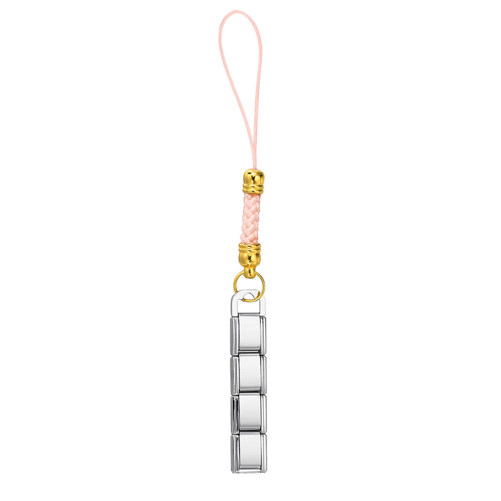 Fashionable colorful mobile phone strap modular bracelet DIY keychain gold-plated pendant stainless steel jewelry