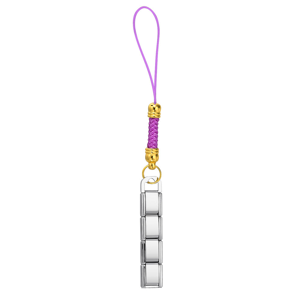 Fashionable colorful mobile phone strap modular bracelet DIY keychain gold-plated pendant stainless steel jewelry