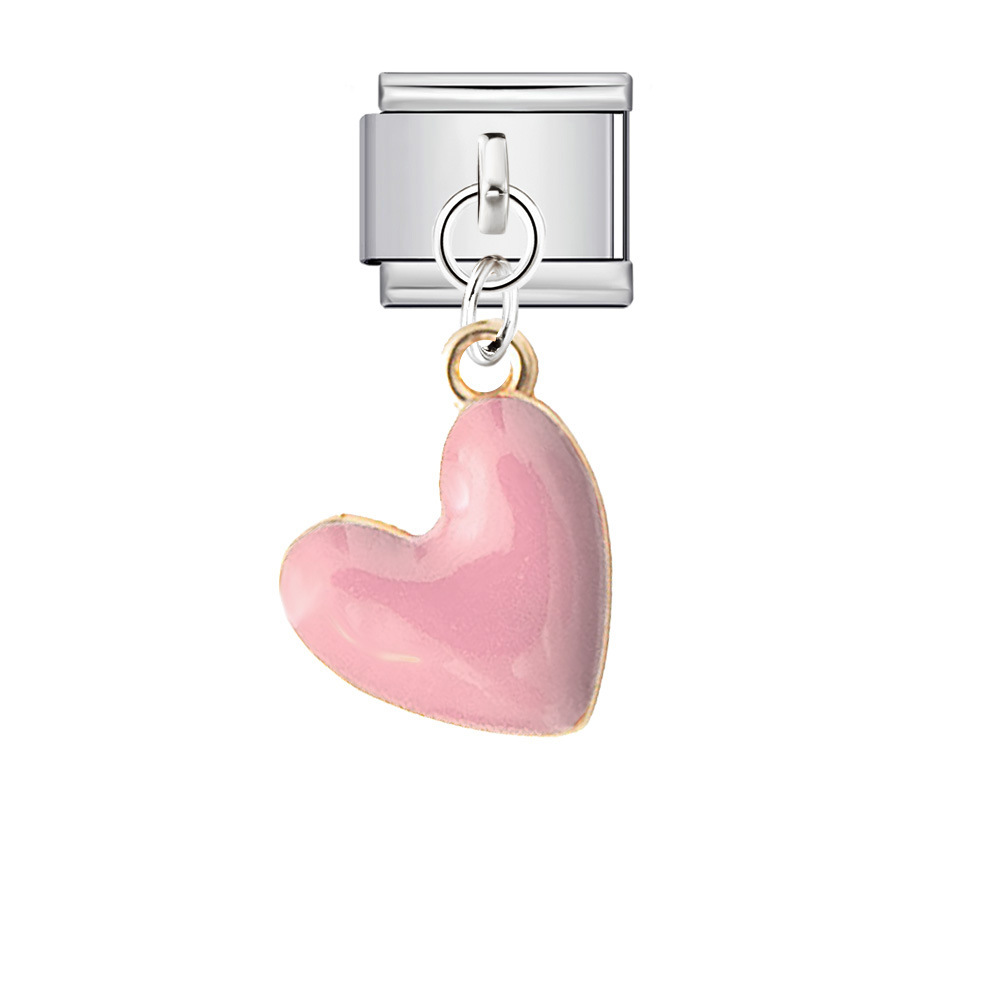Single hook heart-shaped Italian modular bracelet with elastic splicing titanium steel watch strap chain.