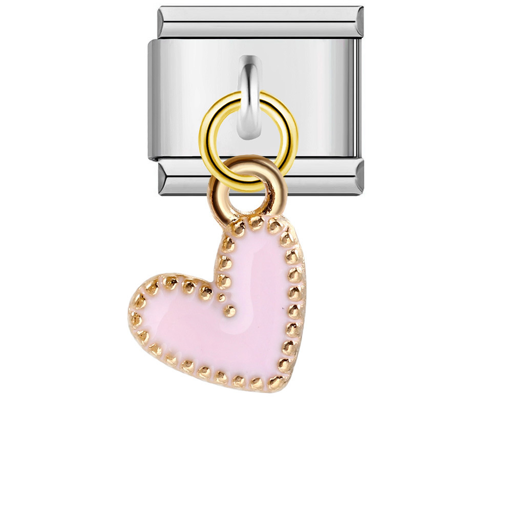 Single hook heart-shaped Italian modular bracelet with elastic splicing titanium steel watch strap chain.
