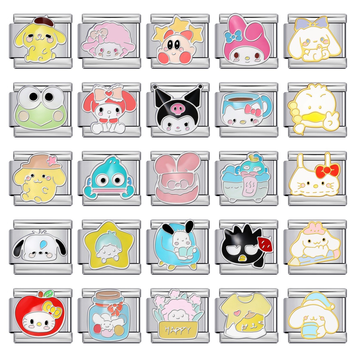 Cute Cartoon Character Series Titanium Steel Welded Oil Drip DIY Bracelet, Italian Modular Bracelet Accessories Wholesale