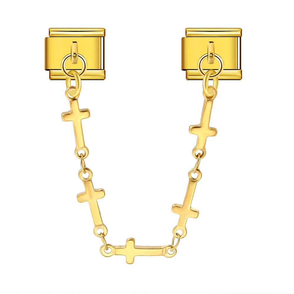 Double hook Italian modular bracelet with five-pointed star pendant and titanium steel watch strap chain.