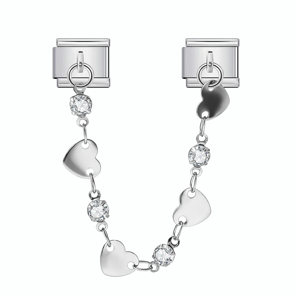 Double hook Italian modular bracelet with five-pointed star pendant and titanium steel watch strap chain.