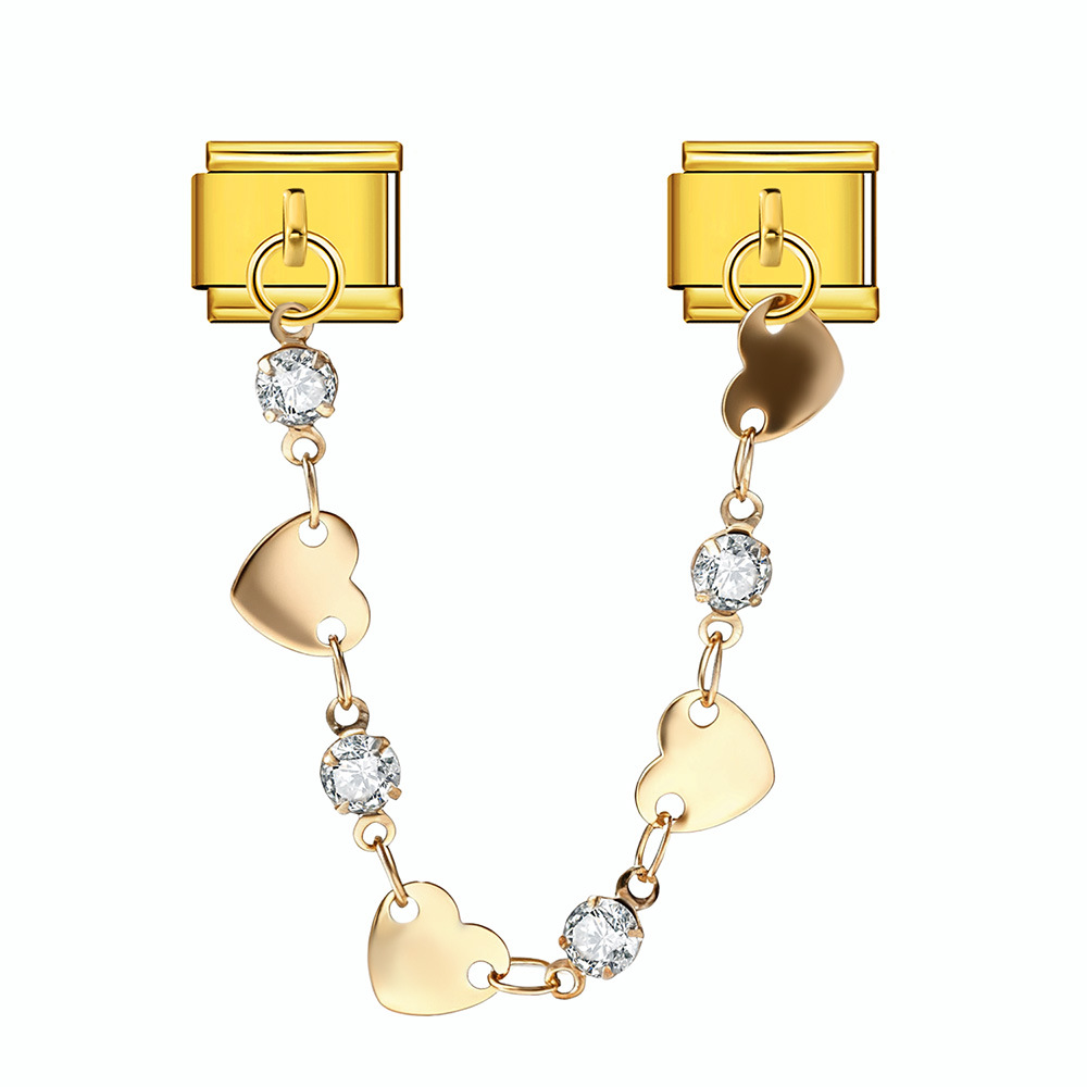 Double hook Italian modular bracelet with five-pointed star pendant and titanium steel watch strap chain.