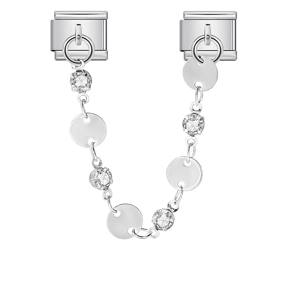 Double hook Italian modular bracelet with five-pointed star pendant and titanium steel watch strap chain.