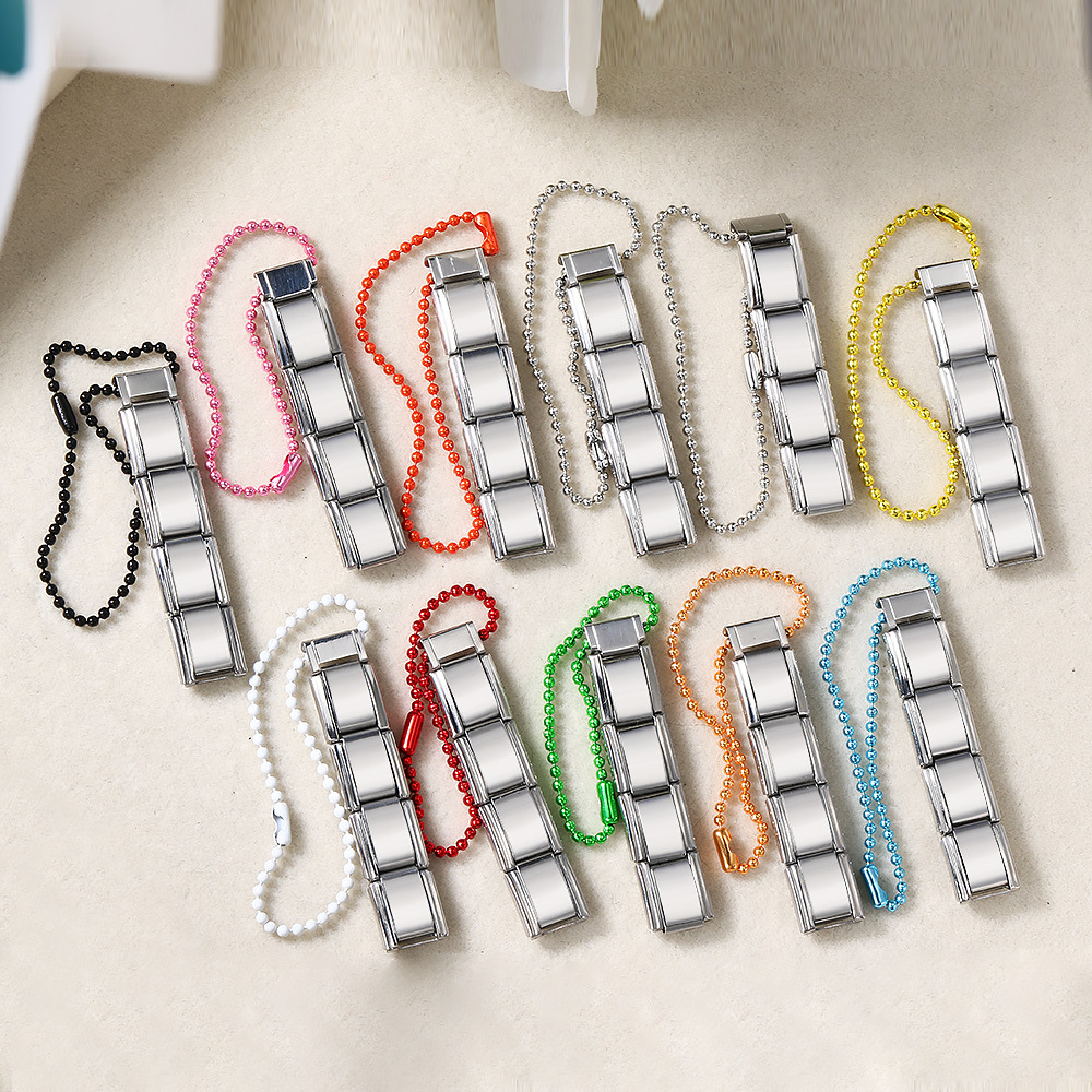 Colorful beaded chain mobile phone strap splicing Italian modular bracelet DIY keychain pendant stainless steel watch strap chain