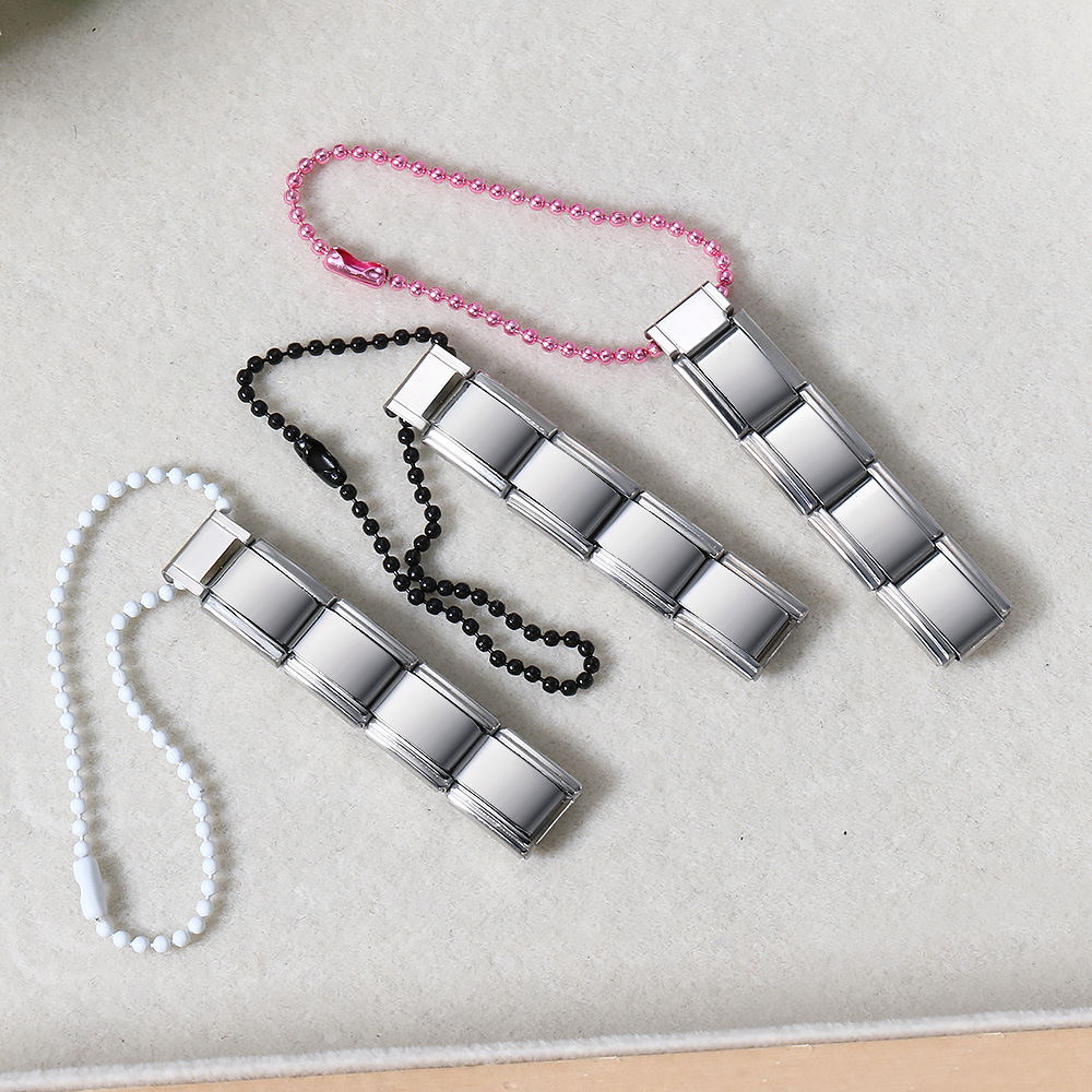 Colorful beaded chain mobile phone strap splicing Italian modular bracelet DIY keychain pendant stainless steel watch strap chain