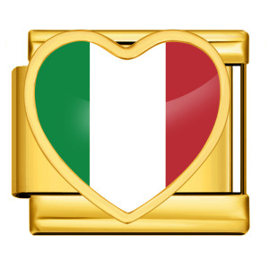 DIY Italian modular bracelet with gold background and world flag photos, made of stainless steel elastic watch strap/bracelet.