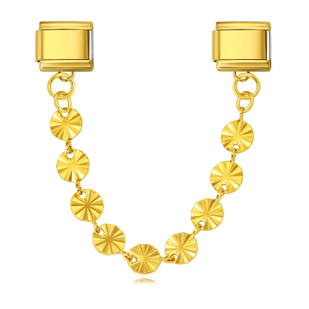 New gold and silver base double pendant Italian modular bracelet with stainless steel hook DIY elastic watch strap chain