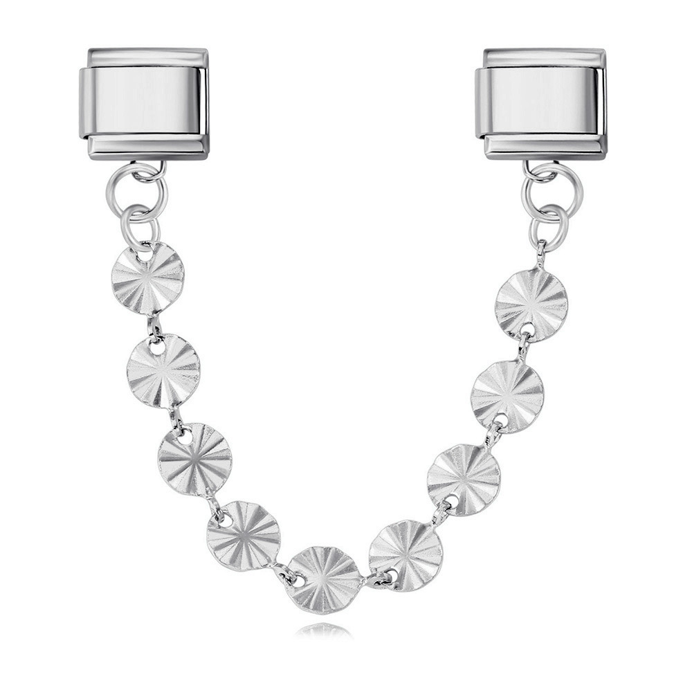 New gold and silver base double pendant Italian modular bracelet with stainless steel hook DIY elastic watch strap chain