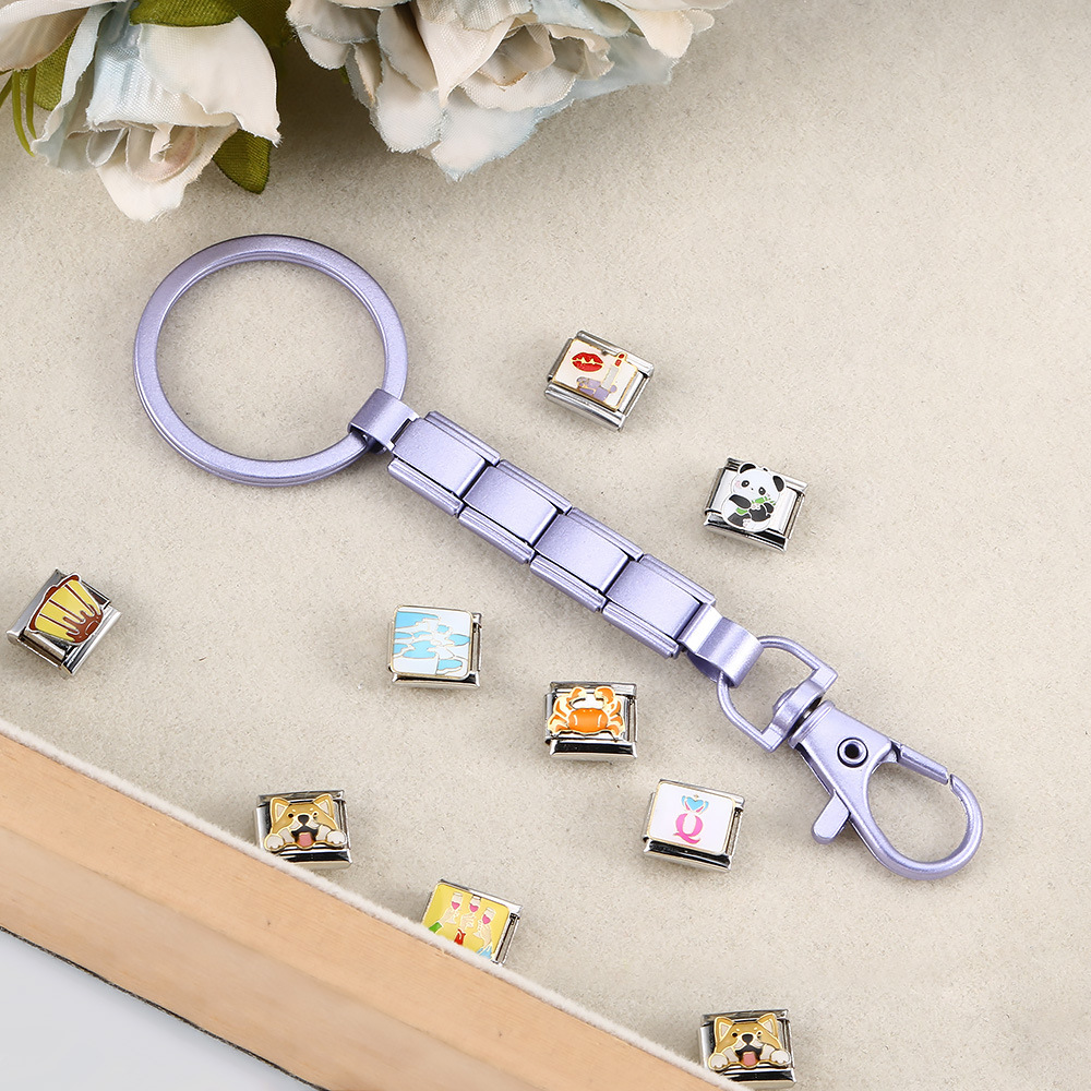 New multi-color spray-painted keychain DIY modular bracelet pendant stainless steel watch strap chain wholesale
