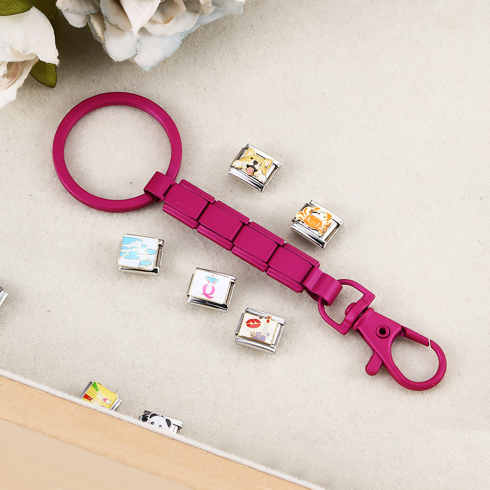 New multi-color spray-painted keychain DIY modular bracelet pendant stainless steel watch strap chain wholesale