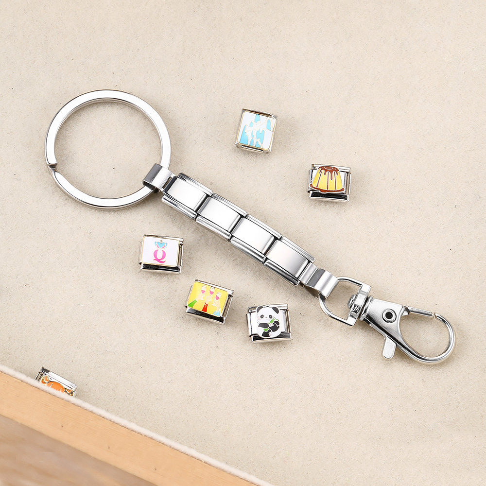 New multi-color spray-painted keychain DIY modular bracelet pendant stainless steel watch strap chain wholesale
